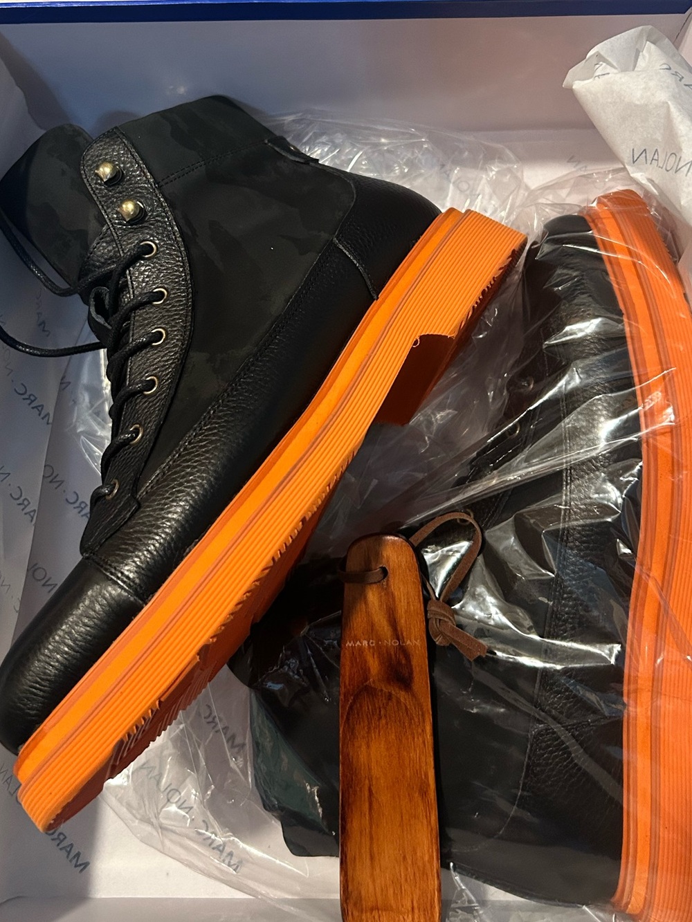 Marc Nolan Black Leather High-Top Boots